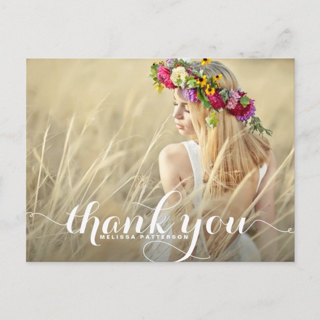 Whimsical Script Graduation Thank You Postcard (Front)