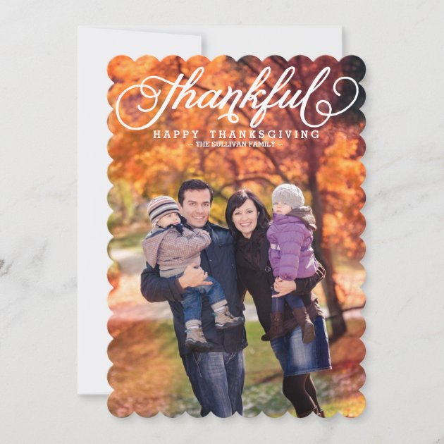 Whimsical Script Happy Thanksgiving Photo Card