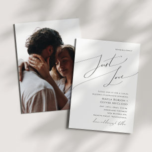 Whimsical Script Just Love Photo Wedding Invitation