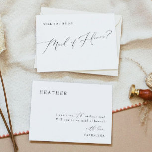 Whimsical Script Maid of Honor Proposal Invitation