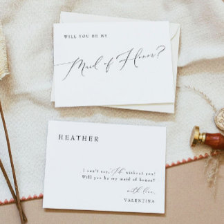 Whimsical Script Maid of Honor Proposal Invitation