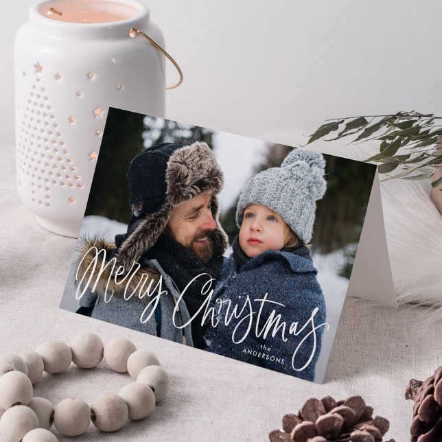 Whimsical Script Merry Christmas Photo Holiday Card (Creator Uploaded)