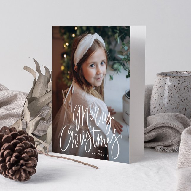 Whimsical Script Merry Christmas Photo Holiday Card (Creator Uploaded)