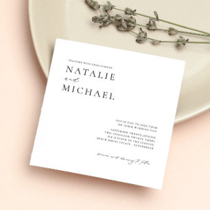 Whimsical Script Modern Minimalist Square Wedding Invitation