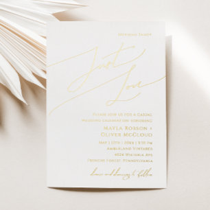 Whimsical Script Nothing Fancy Just Love Wedding Foil Invitation