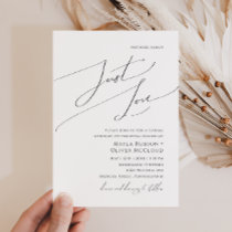 Whimsical Script Nothing Fancy Just Love Wedding Invitation