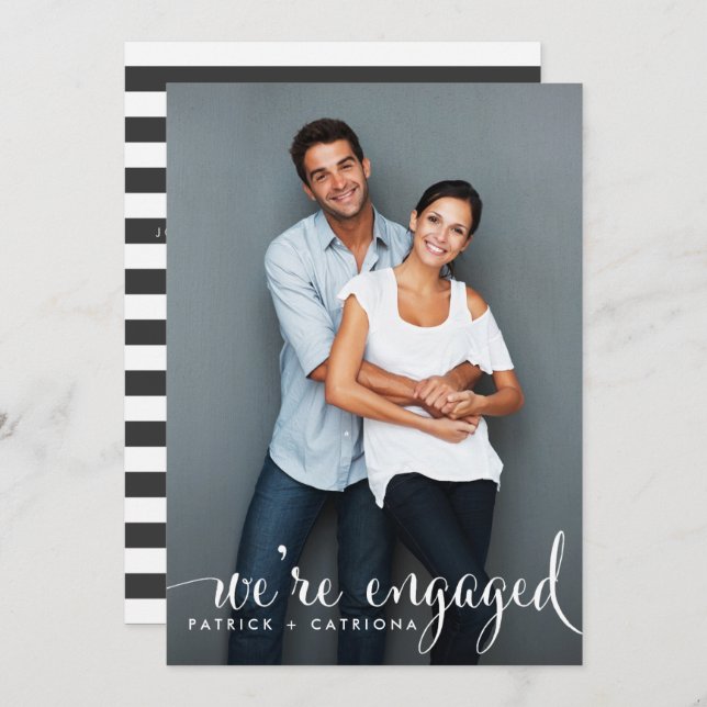 Whimsical Script Photo Engagement Party Invitation (Front/Back)