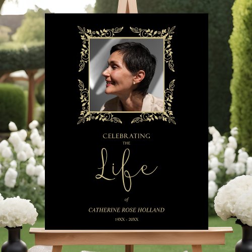 Whimsical Script Photo Funeral Celebrating Life Foam Board