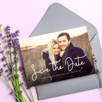 Whimsical Script Photo Wedding Save The Date by heartlocked at Zazzle
