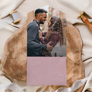 Whimsical Script   Rose Casual Photo Seal and Send All In One Invitation