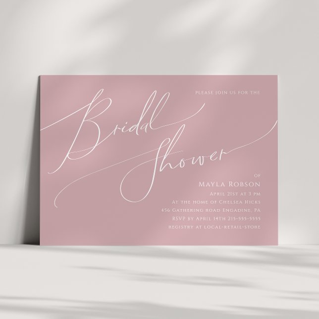 Whimsical Script | Rose Horizontal Bridal Shower Invitation (Creator Uploaded)