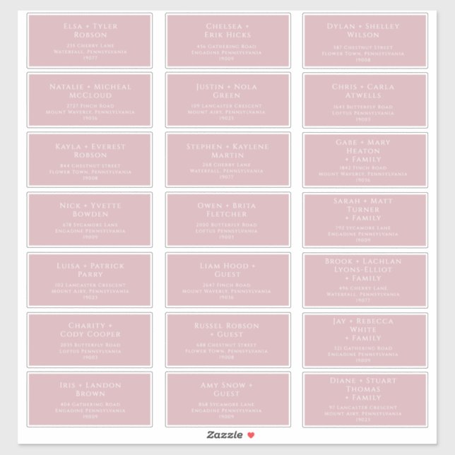 Whimsical Script Rose Wedding Guest Address Labels (Sheet)