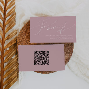 Whimsical Script   Rose Wedding QR Code Website Enclosure Card