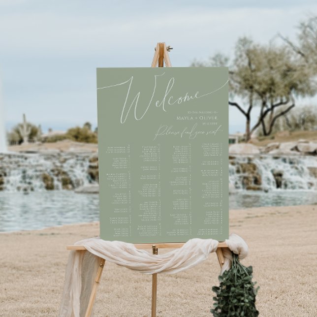 Whimsical Script | Sage Green Alphabetical Seating Foam Board (Creator Uploaded)