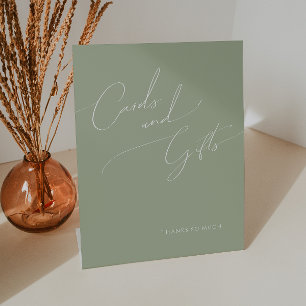 Whimsical Script Sage Green Cards and Gifts Pedestal Sign