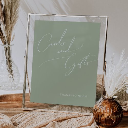Whimsical Script  Sage Green Cards and Gifts Sign