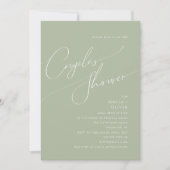 Whimsical Script | Sage Green Couples Shower Invitation (Front)