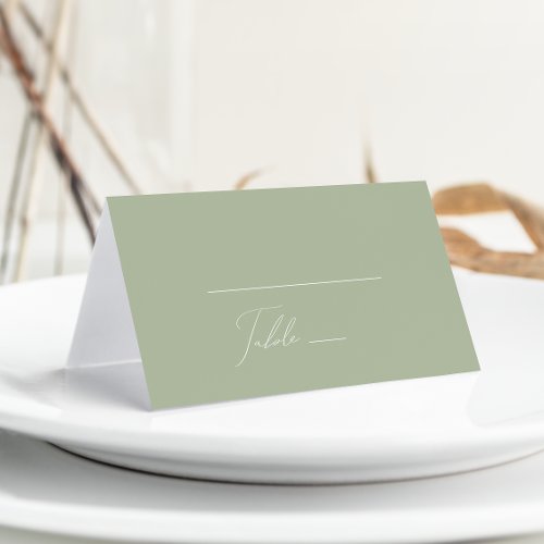 Whimsical Script  Sage Green Folded Place Card