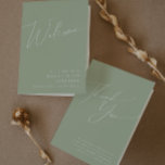 Whimsical Script | Sage Green Folded Wedding Program<br><div class="desc">Introducing our stunning whimsical script | sage green folded wedding program perfect for your simple modern boho spring celebration. Our elegant design includes a vibrant bright, pastel color palette with a vintage chic calligraphy script. Whether you prefer a minimalist or classic style, our unique editable product offers luxury and elegance,...</div>