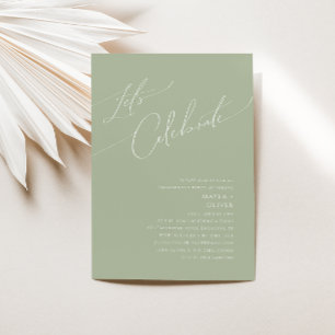 Whimsical Script Sage Green Let's Celebrate Invitation