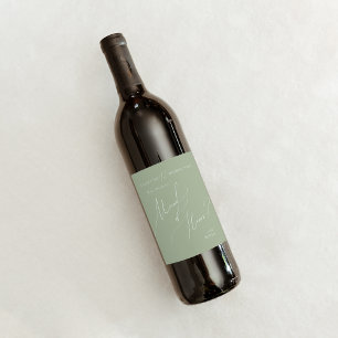 Whimsical Script Sage Green Maid Of Honor Proposal Wine Label