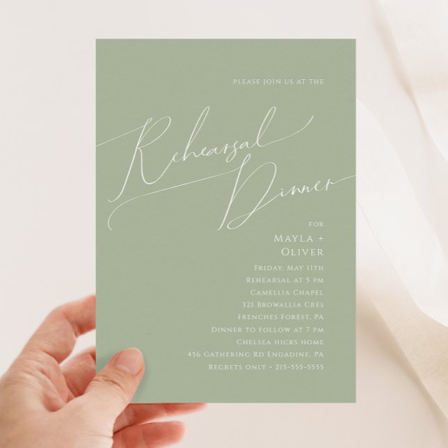 Whimsical Script | Sage Green Rehearsal Dinner Invitation (Creator Uploaded)