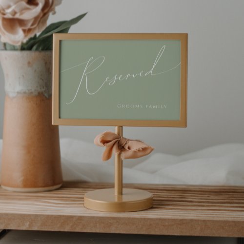 Whimsical Script  Sage Green Reserved Sign