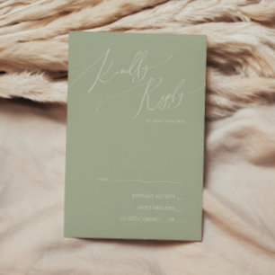 Whimsical Script   Sage Green RSVP Card