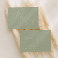 Whimsical Script | Sage Green Save The Date