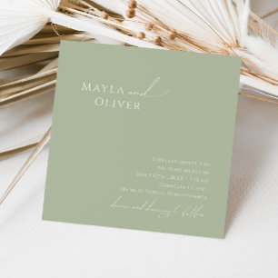 Whimsical Script Sage Green Square Wedding Invitation