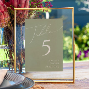 Whimsical Script | Sage Green Table Number by SongbirdandSage at Zazzle