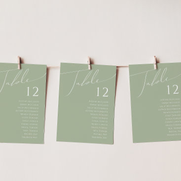 Whimsical Script | Sage Green Table Number Chart