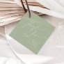 Whimsical Script | Sage Green Thank You Favor Tags
