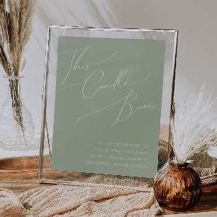 Whimsical Script Sage Green This Candle Burns Poster