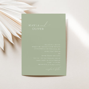Whimsical Script Sage Green Traditional Wedding Invitation