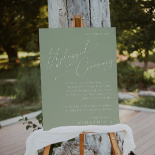 Whimsical Script Sage Green Unplugged Ceremony Foam Board