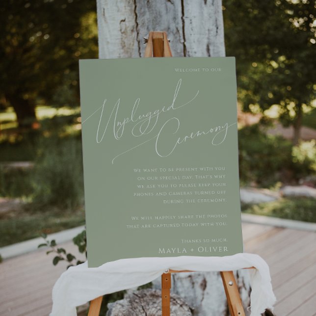 Whimsical Script | Sage Green Unplugged Ceremony Foam Board (Creator Uploaded)