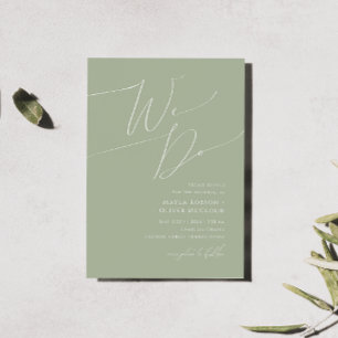 Whimsical Script Sage Green We Do Wedding Invitation
