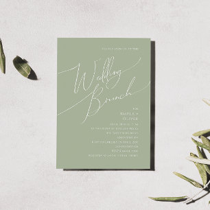 Whimsical Script Sage Green Wedding Brunch Invitation
