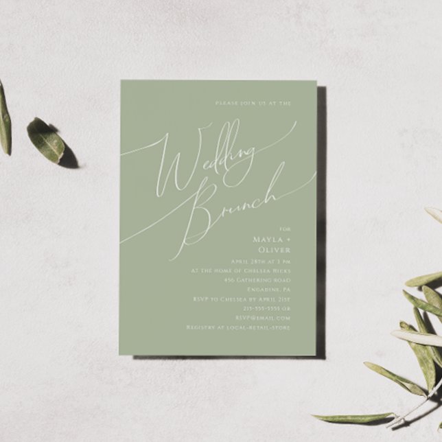 Whimsical Script | Sage Green Wedding Brunch Invitation (Creator Uploaded)