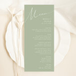 Whimsical Script | Sage Green Wedding Dinner Menu<br><div class="desc">Introducing our stunning whimsical script | sage green wedding dinner menu perfect for your simple modern boho spring celebration. Our elegant design includes a vibrant bright, pastel color palette with a vintage chic calligraphy script. Whether you prefer a minimalist or classic style, our unique editable product offers luxury and elegance,...</div>
