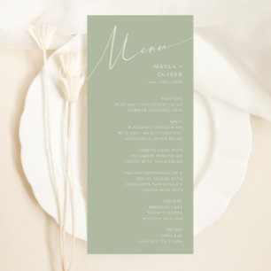 Whimsical Script   Sage Green Wedding Dinner Menu