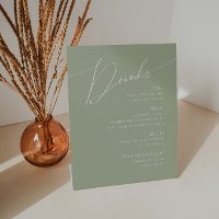 Whimsical Script | Sage Green Wedding Drinks Menu