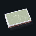 Whimsical Script | Sage Green Wedding Favor Matchboxes<br><div class="desc">Introducing our stunning whimsical script | sage green wedding favor matchboxes perfect for your simple modern boho spring celebration. Our elegant design includes a vibrant bright, pastel color palette with a vintage chic calligraphy script. Whether you prefer a minimalist or classic style, our unique editable product offers luxury and elegance,...</div>