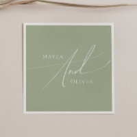 Whimsical Script | Sage Green Wedding Napkins