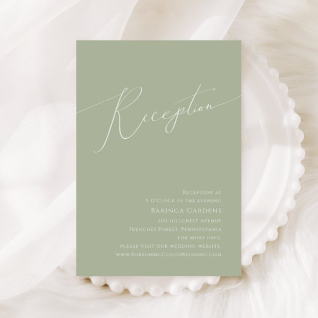  Whimsical Script | Sage Green Wedding Reception Enclosure Card (Creator Uploaded)