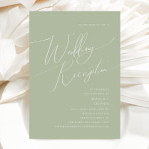 Whimsical Script Sage Green Wedding Reception Invitation