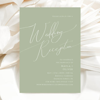 Whimsical Script | Sage Green Wedding Reception Invitation