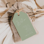 Whimsical Script | Sage Green Wedding Welcome Gift Tags<br><div class="desc">Introducing our stunning whimsical script | sage green wedding welcome gift tags perfect for your simple modern boho spring celebration. Our elegant design includes a vibrant bright, pastel color palette with a vintage chic calligraphy script. Whether you prefer a minimalist or classic style, our unique editable product offers luxury and...</div>