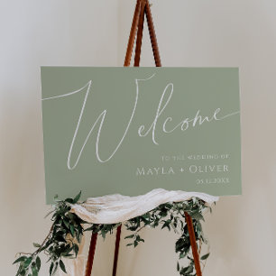 Whimsical Script   Sage Green Welcome Foam Board